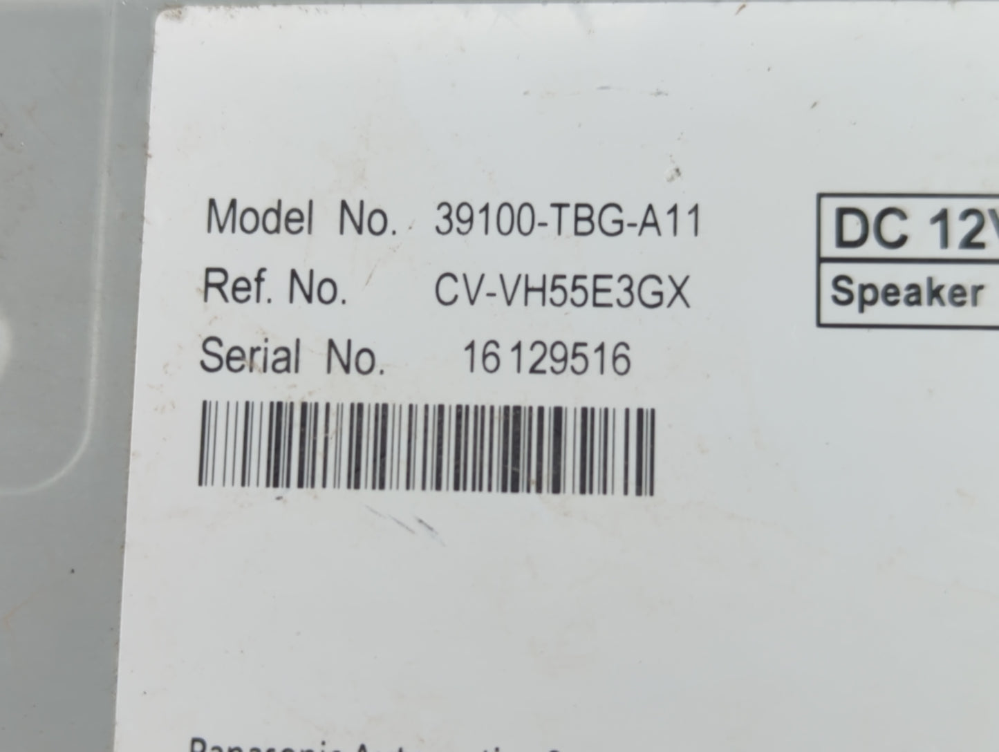 2016-2018 Honda Civic Radio AM FM Cd Player Receiver Replacement P/N:39100-TBG-A11 Fits Fits 2016 2017 2018 OEM Used Auto Parts - Oemusedautoparts1.com