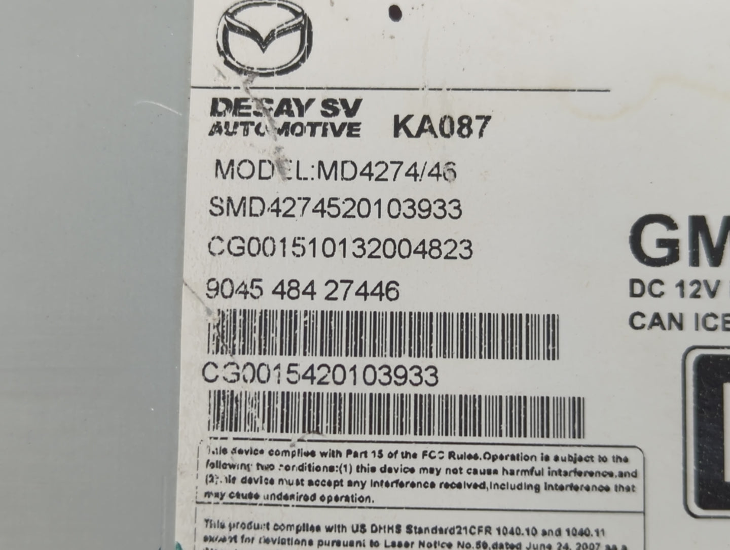 2016-2020 Mazda 6 Radio AM FM Cd Player Receiver Replacement Fits Fits 2016 2017 2018 2019 2020 2021 OEM Used Auto Parts - Oemusedautoparts1.com