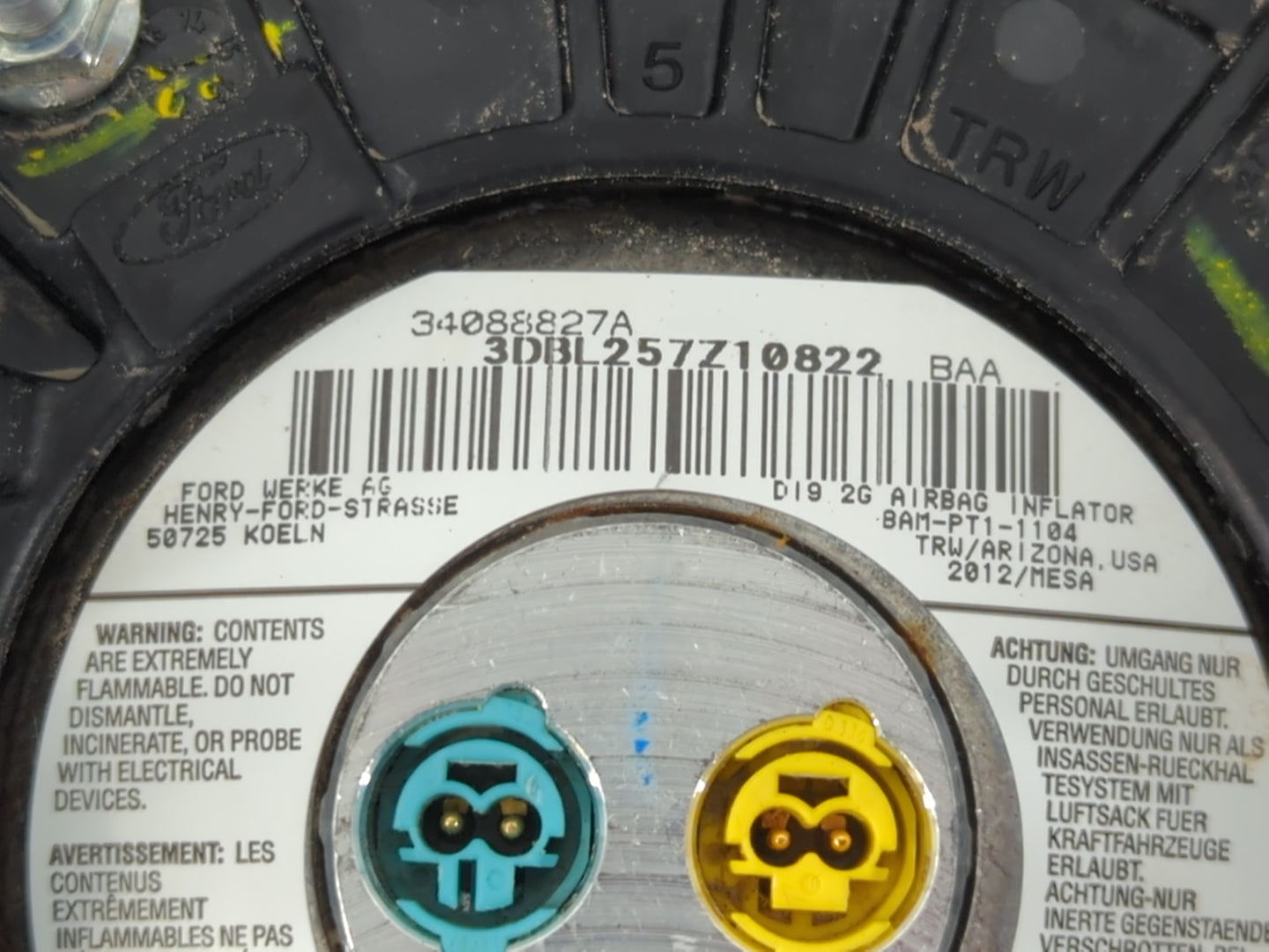 2013-2014 Ford Escape Air Bag Driver Left Steering Wheel Mounted Fits Fits 2013 2014 OEM Used Auto Parts - Oemusedautoparts1.com