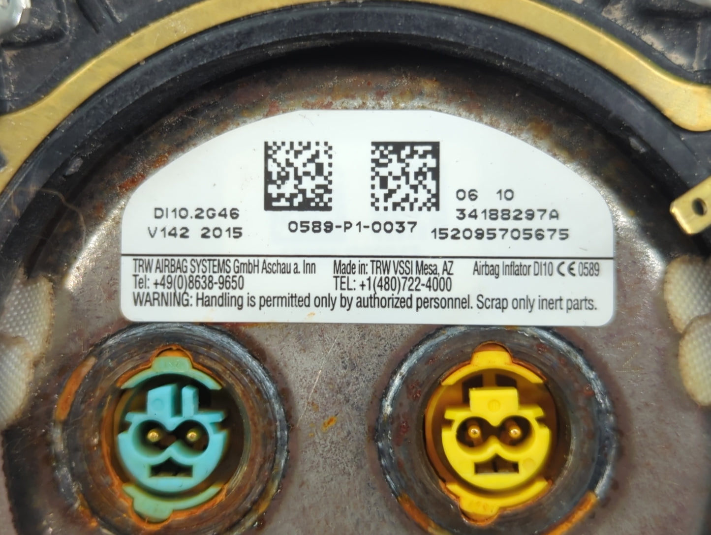 2014-2018 Ford Focus Air Bag Driver Left Steering Wheel Mounted P/N:34188297A Fits Fits 2014 2015 2016 2017 2018 OEM Used Auto Parts - Oemusedautoparts1.com