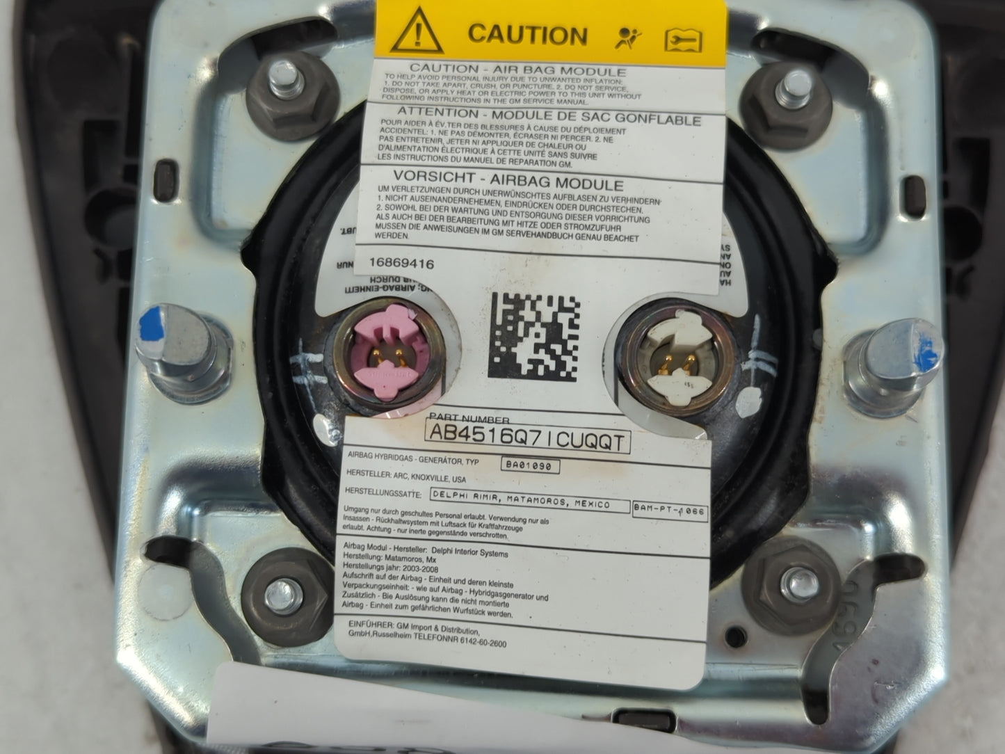 2007-2010 Cadillac Escalade Air Bag Driver Left Steering Wheel Mounted P/N:AB4516Q71 Fits Fits 2007 2008 2009 2010 OEM Used Auto Parts - Oemusedautoparts1.com