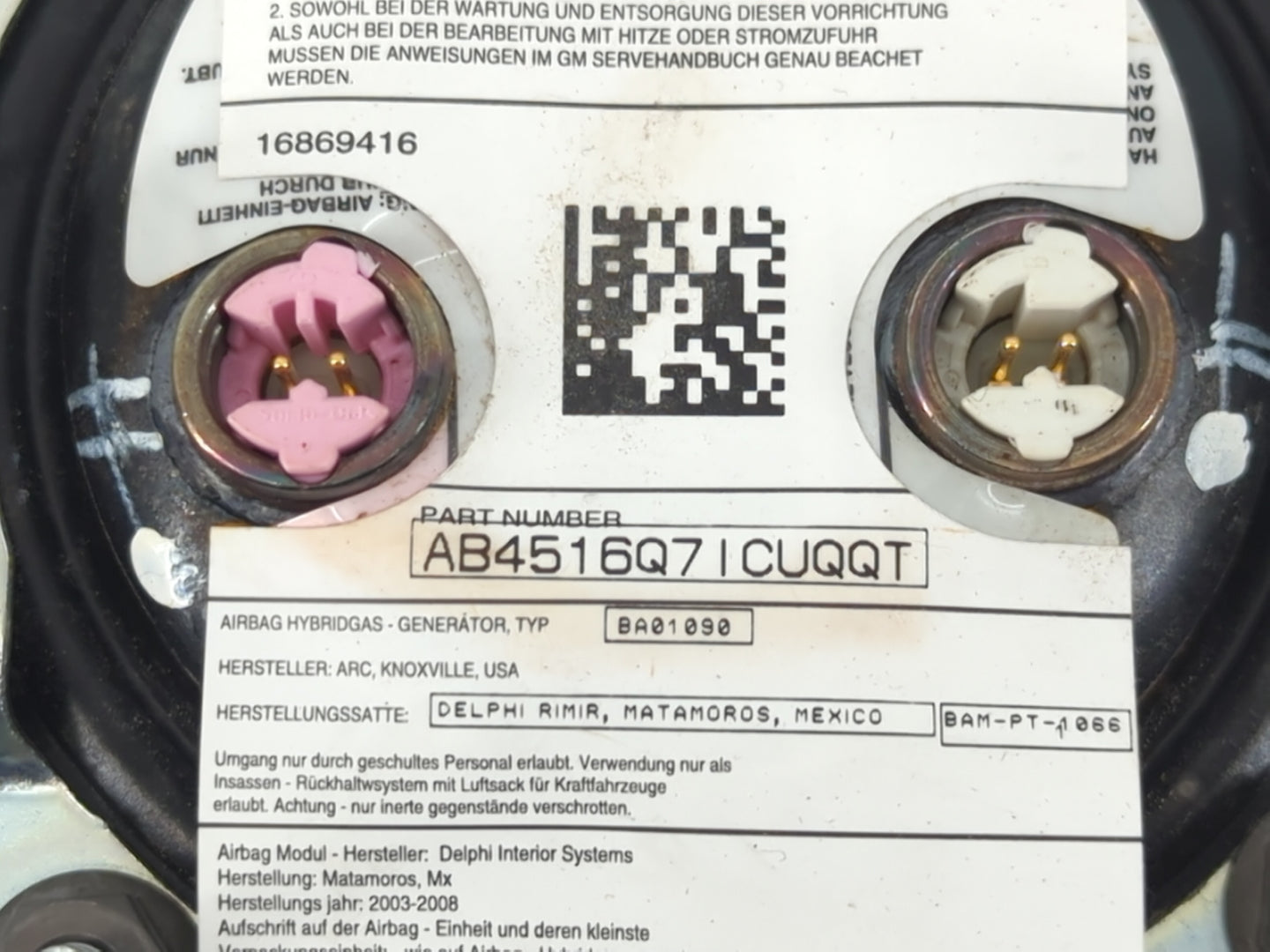 2007-2010 Cadillac Escalade Air Bag Driver Left Steering Wheel Mounted P/N:AB4516Q71 Fits Fits 2007 2008 2009 2010 OEM Used Auto Parts - Oemusedautoparts1.com