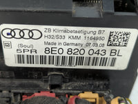 2005-2009 Audi A4 Climate Control Module Temperature AC/Heater Replacement P/N:8E0 820 043 BL Fits Fits 2005 2006 2007 2008 2009 OEM Used Auto Parts - Oemusedautoparts1.com