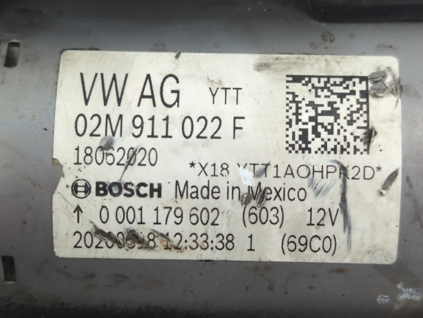 2018-2022 Volkswagen Atlas Car Starter Motor Solenoid OEM P/N:0 001 179 602 02M 911 022 F Fits Fits 2018 2019 2020 2021 2022 OEM Used Auto Parts - Oemusedautoparts1.com