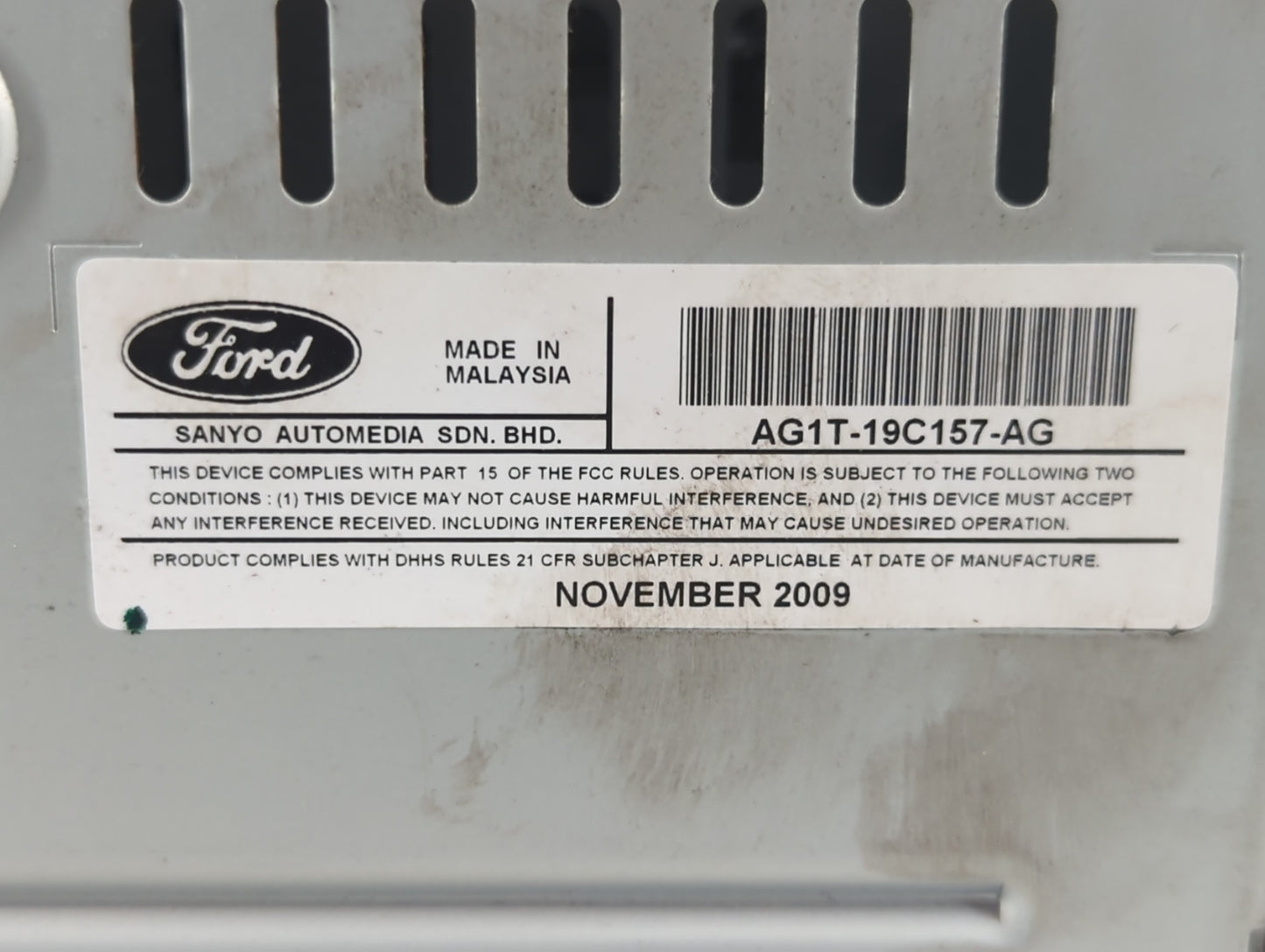 2010 Ford Taurus Radio AM FM Cd Player Receiver Replacement P/N:AG1T-19C157-AG Fits OEM Used Auto Parts - Oemusedautoparts1.com