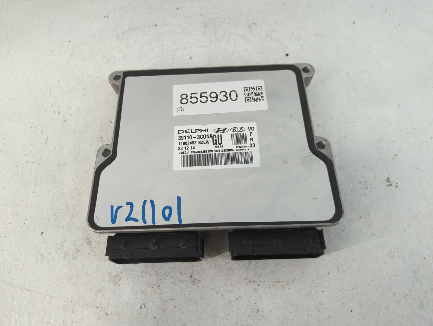 2014-2016 Kia Cadenza PCM Engine Control Computer ECU ECM PCU OEM P/N:39110-2CGN9 Fits Fits 2014 2015 2016 OEM Used Auto Parts - Oemusedautoparts1.com