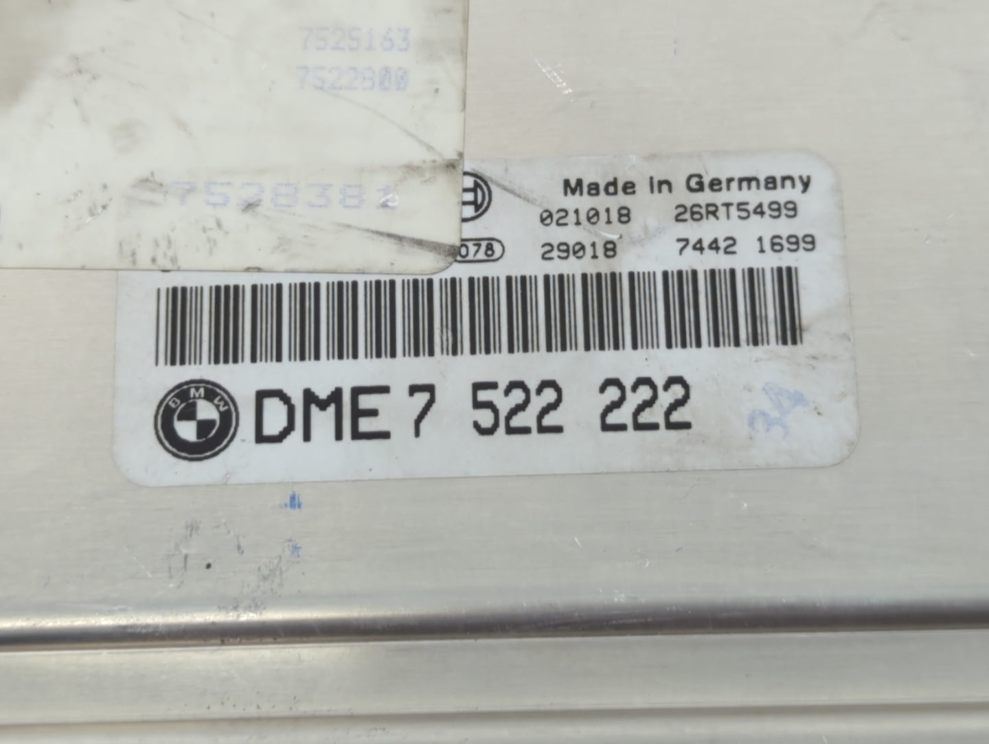 2003 Bmw X5 PCM Engine Control Computer ECU ECM PCU OEM P/N:DME7 7 522 222 26RT5499, 021018 Fits OEM Used Auto Parts - Oemusedautoparts1.com