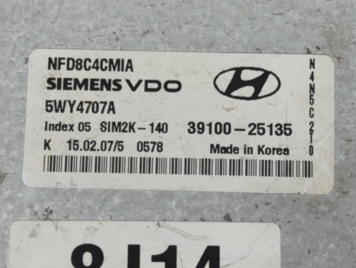 2006-2008 Hyundai Sonata PCM Engine Control Computer ECU ECM PCU OEM P/N:39100-25135 Fits Fits 2006 2007 2008 OEM Used Auto Parts - Oemusedautoparts1.com