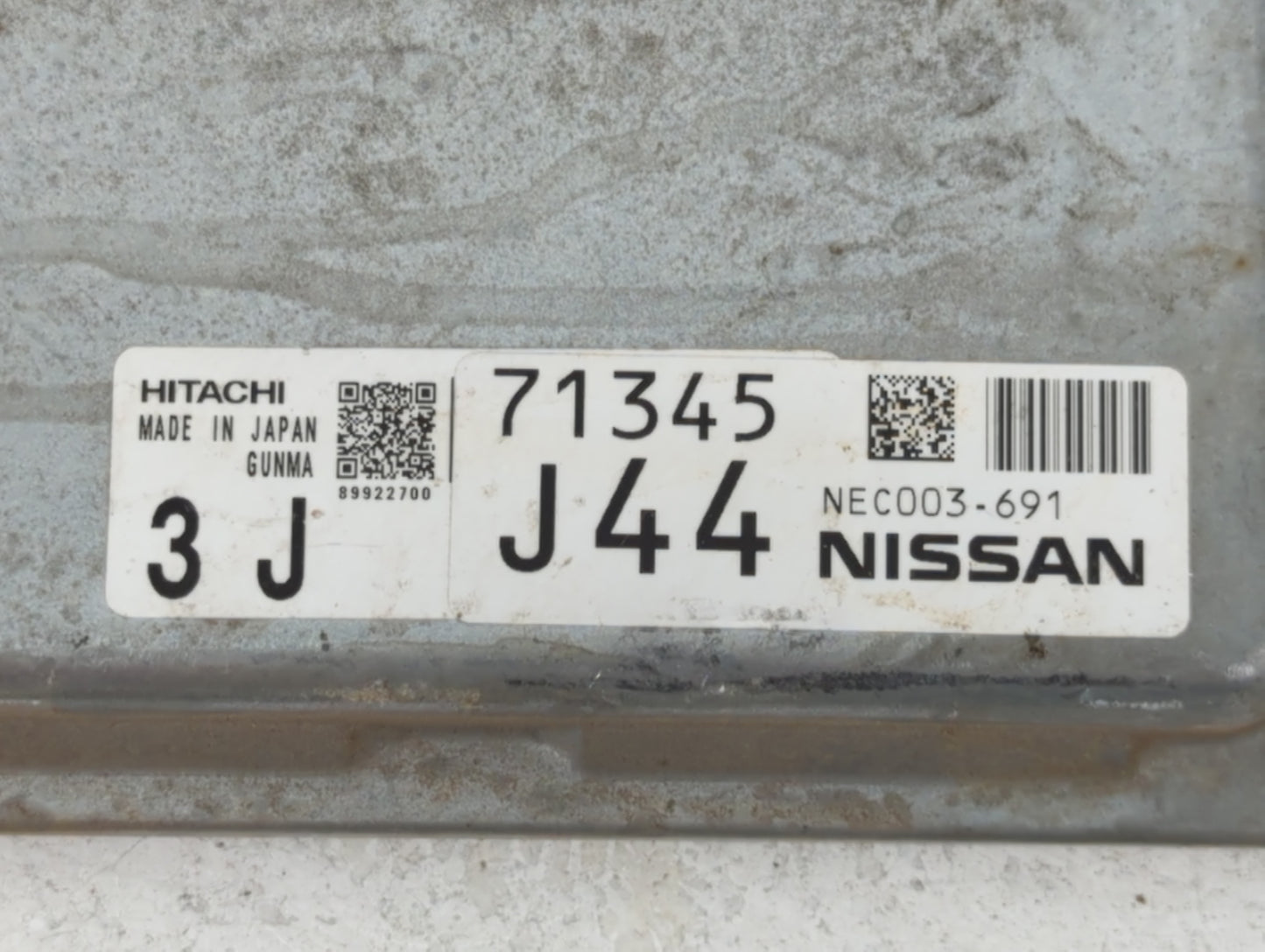 2014 Nissan Murano PCM Engine Control Computer ECU ECM PCU OEM P/N:71345 J44 NEC003-691 Fits OEM Used Auto Parts - Oemusedautoparts1.com