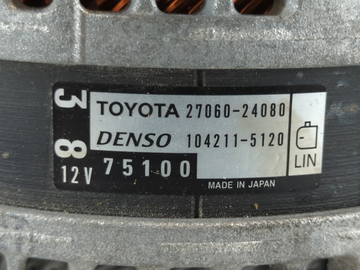 2019-2022 Toyota Corolla Alternator Replacement Generator Charging Assembly Engine OEM P/N:104211-5120 27060-24080 Fits OEM Used Auto Parts