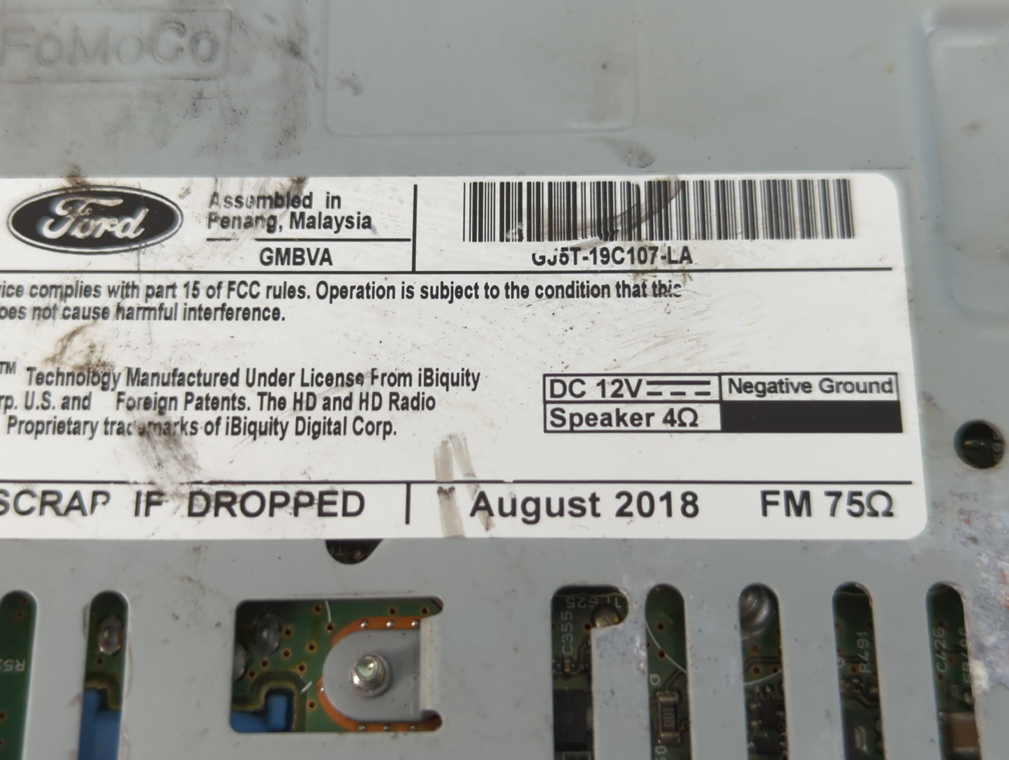 2017-2019 Ford Escape Radio AM FM Cd Player Receiver Replacement P/N:GJ5T-19C107-LA Fits Fits 2017 2018 2019 OEM Used Auto Parts - Oemusedautoparts1.com