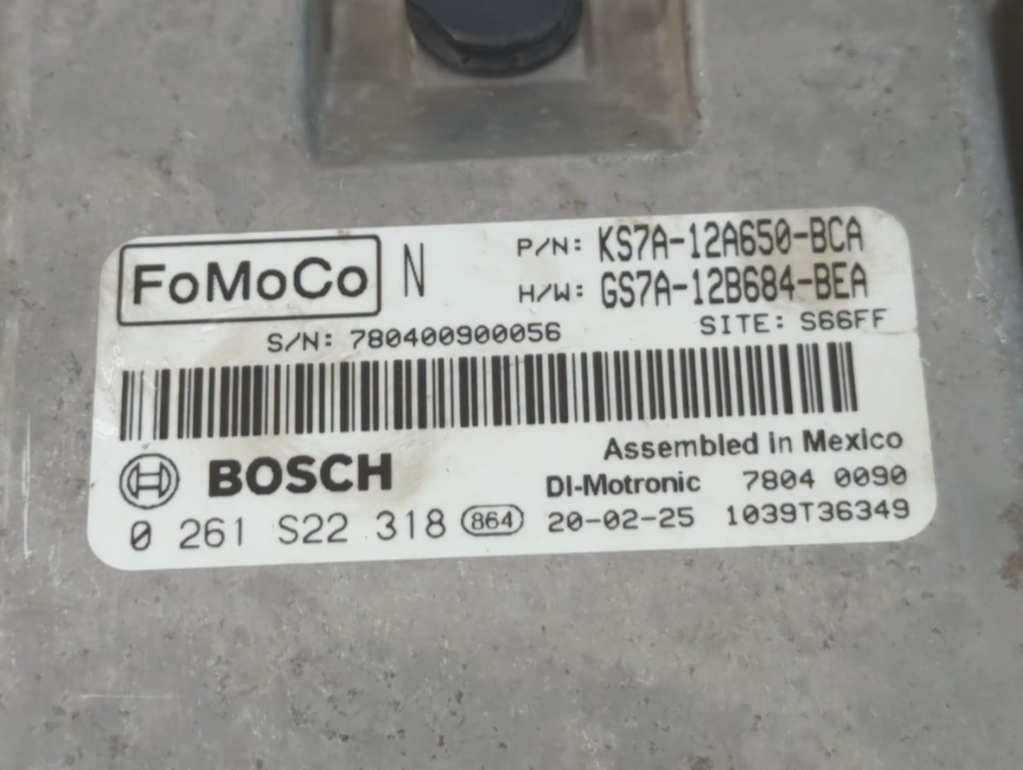 2020 Ford Fusion PCM Engine Control Computer ECU ECM PCU OEM P/N:0 261 S22 318 GS7A-12B684-BEA, KS7A-12A650-BCA Fits OEM Used Auto Parts