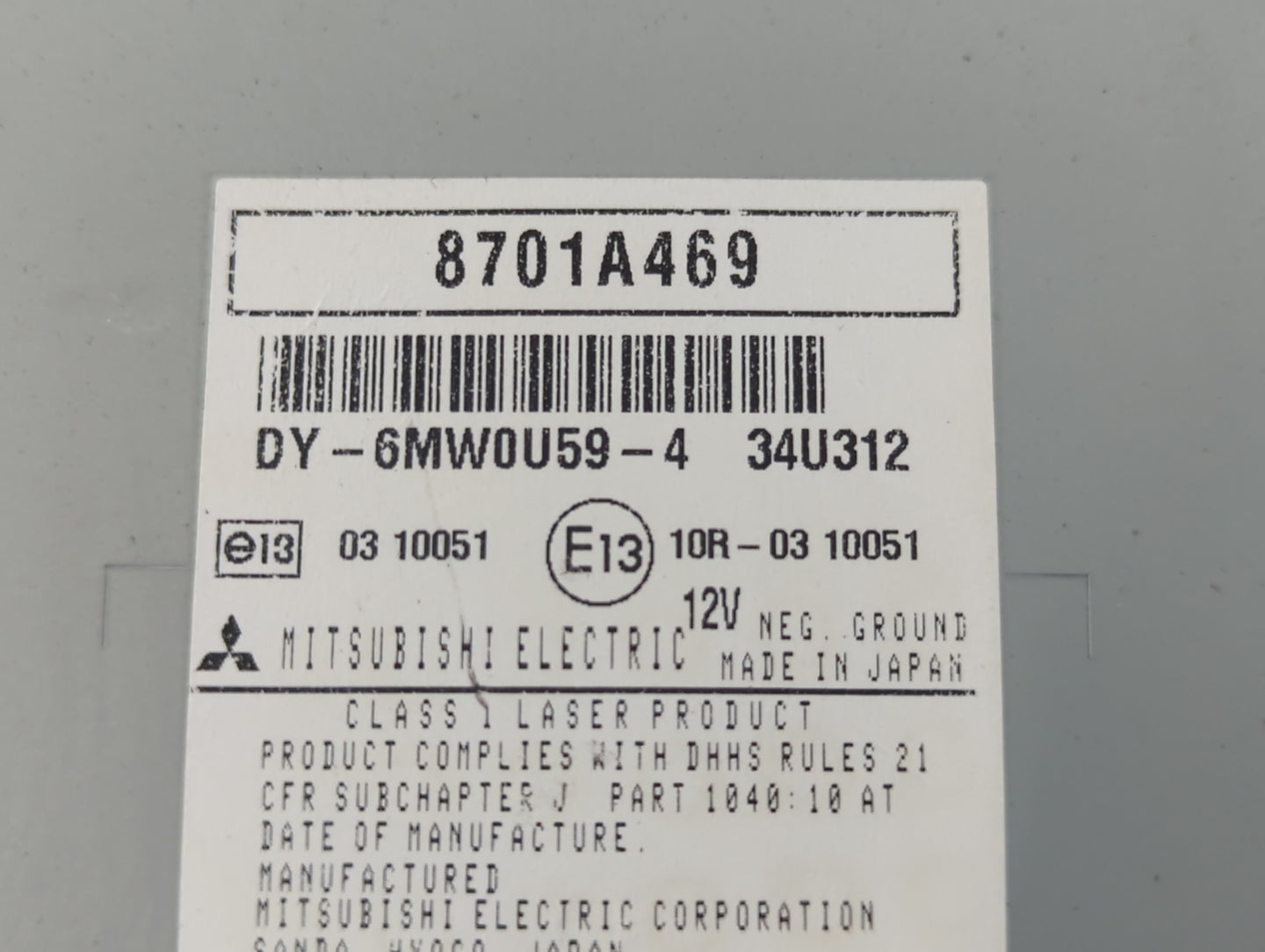 2008-2017 Mitsubishi Outlander Radio AM FM Cd Player Receiver Replacement P/N:8701A469 Fits OEM Used Auto Parts - Oemusedautoparts1.com