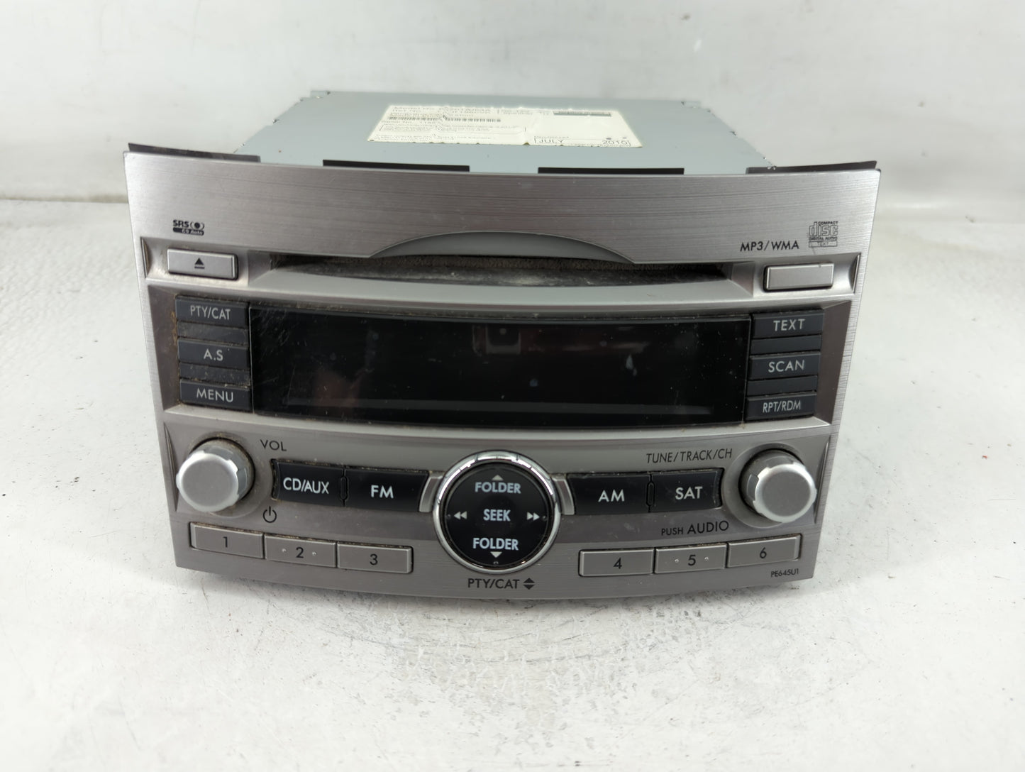 2010-2012 Subaru Legacy Radio AM FM Cd Player Receiver Replacement P/N:86201AJ64A Fits Fits 2010 2011 2012 OEM Used Auto Parts - Oemusedautoparts1.com
