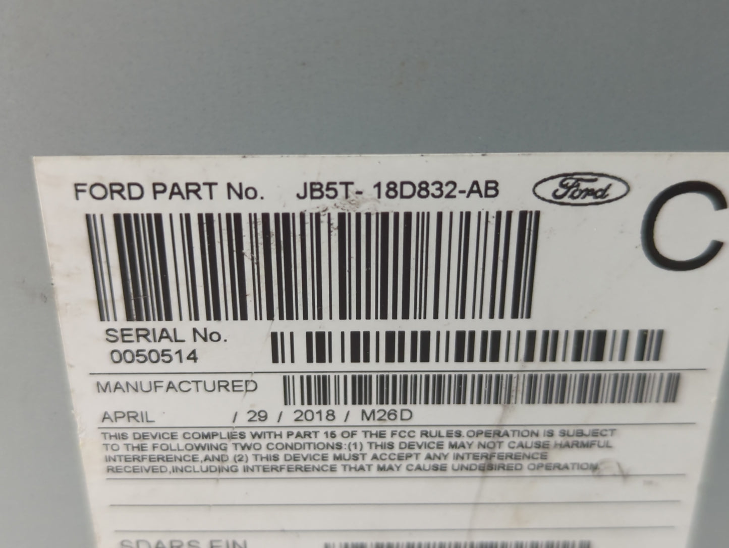 2018 Ford Explorer Radio AM FM Cd Player Receiver Replacement P/N:JB5T-18D832-AB Fits OEM Used Auto Parts - Oemusedautoparts1.com