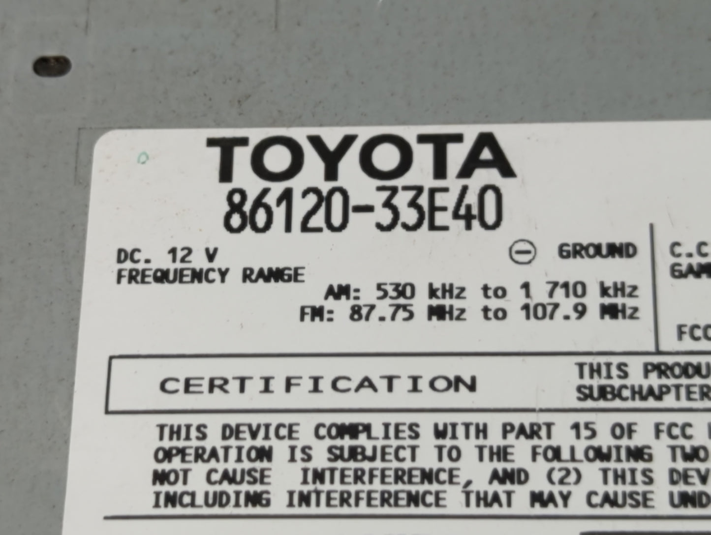 2010-2012 Lexus Es350 Radio AM FM Cd Player Receiver Replacement P/N:86120-33E40 Fits Fits 2010 2011 2012 OEM Used Auto Parts