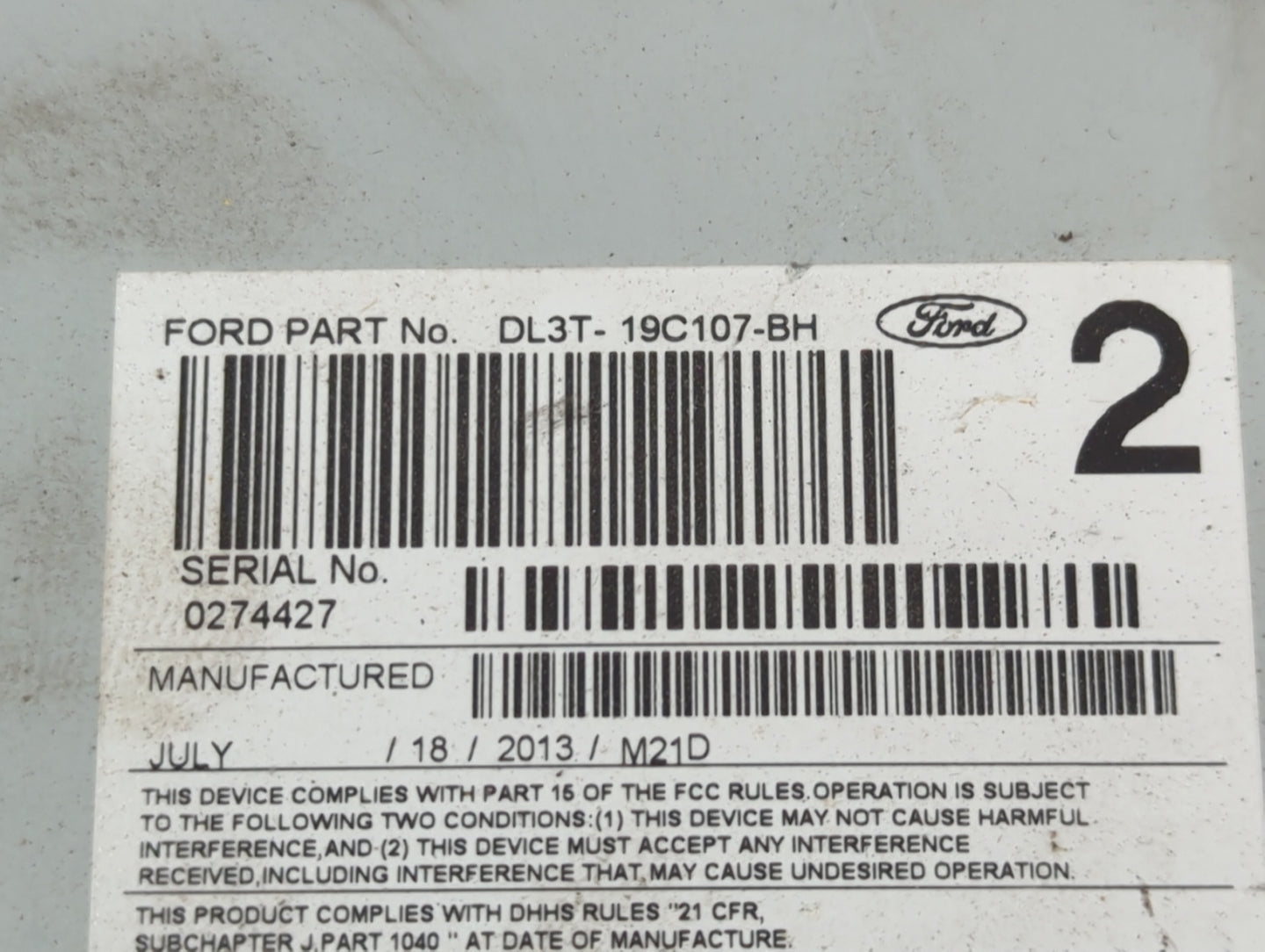2013 Ford F-150 Radio AM FM Cd Player Receiver Replacement P/N:DL3T-19C107-BH Fits OEM Used Auto Parts - Oemusedautoparts1.com