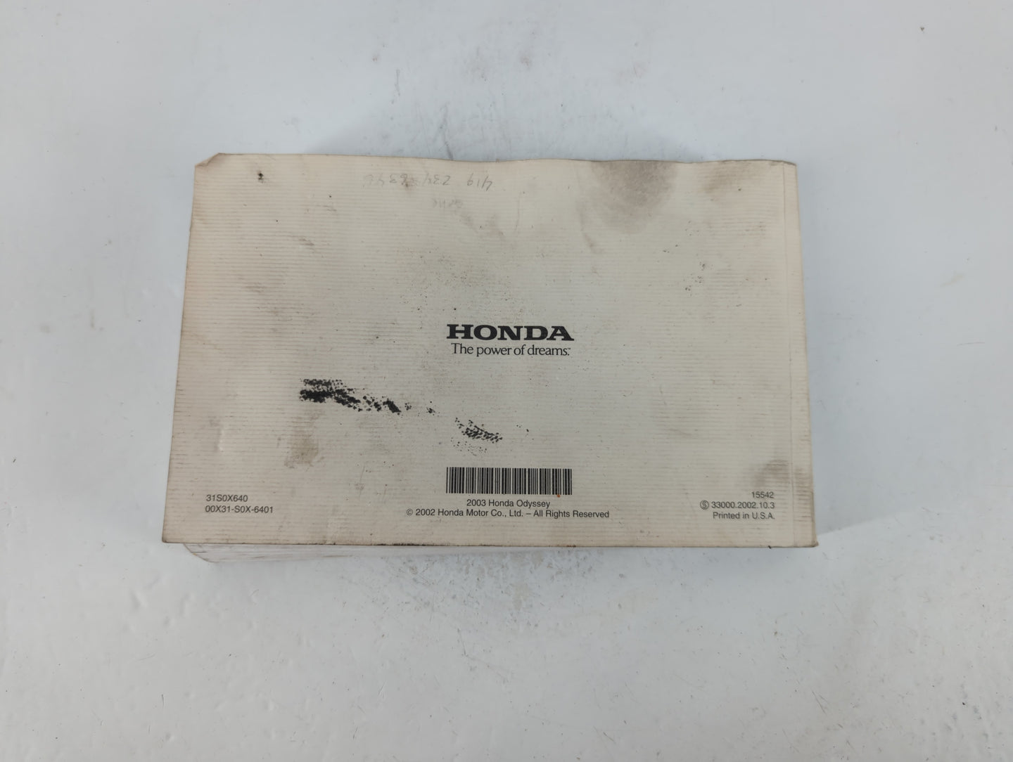 2003 Honda Odyssey Owners Manual Book Guide P/N:00X31-S0X-6401 OEM Used Auto Parts - Oemusedautoparts1.com