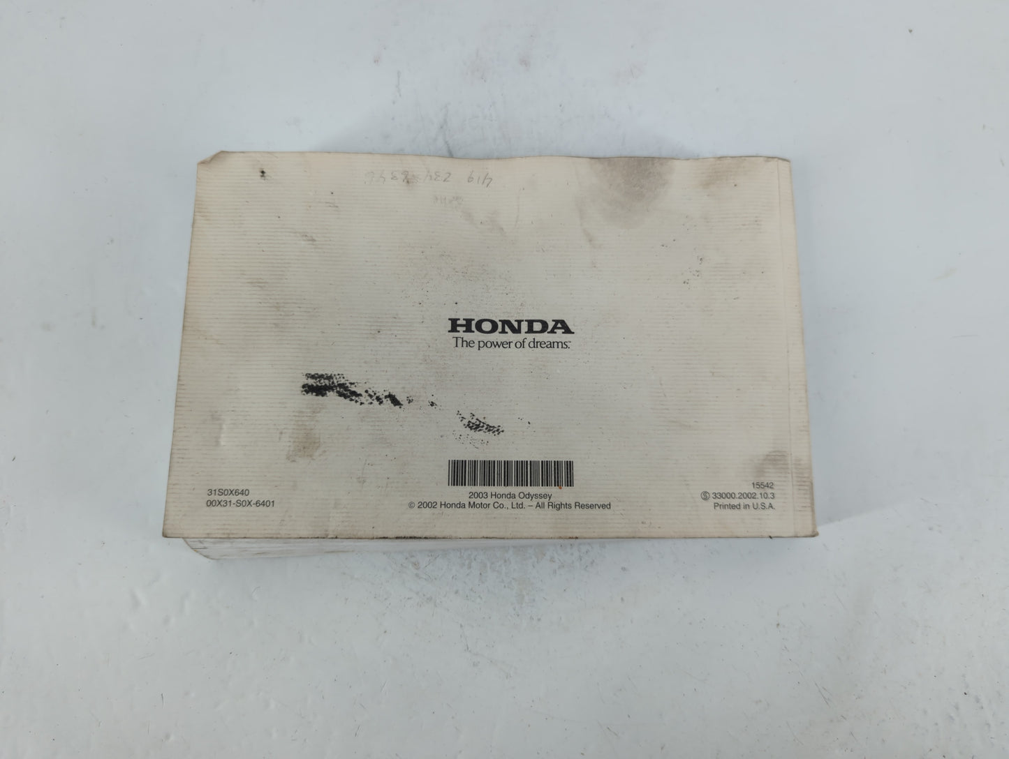 2003 Honda Odyssey Owners Manual Book Guide P/N:00X31-S0X-6401 OEM Used Auto Parts - Oemusedautoparts1.com