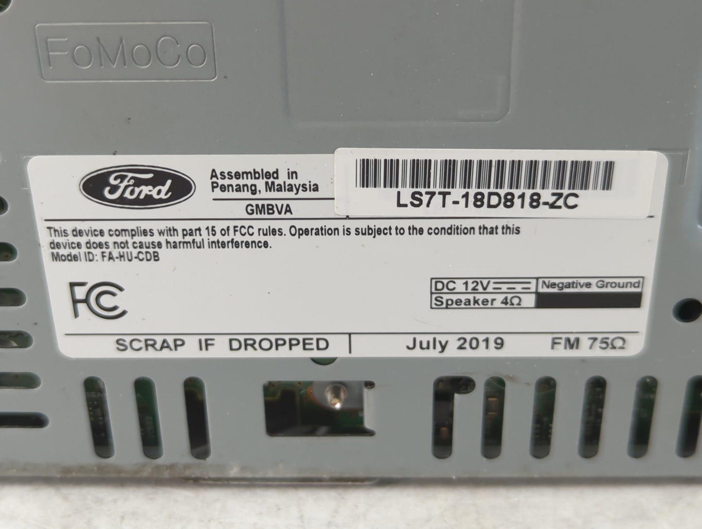 2020 Ford Fusion Radio AM FM Cd Player Receiver Replacement P/N:LS7T-18D818-ZC Fits OEM Used Auto Parts - Oemusedautoparts1.com