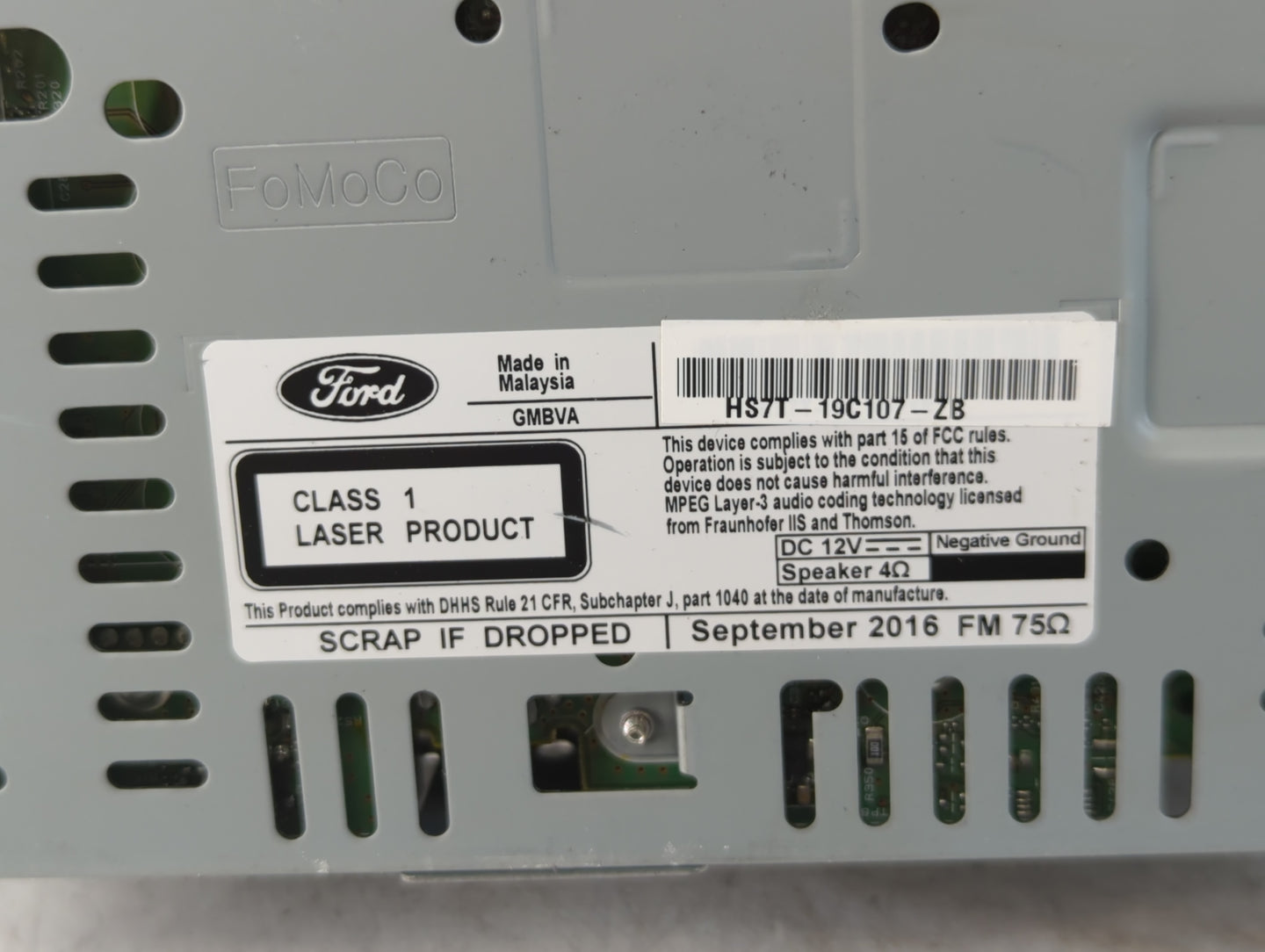 2017 Ford Fusion Radio AM FM Cd Player Receiver Replacement P/N:HS7T-19C017-ZB Fits OEM Used Auto Parts - Oemusedautoparts1.com