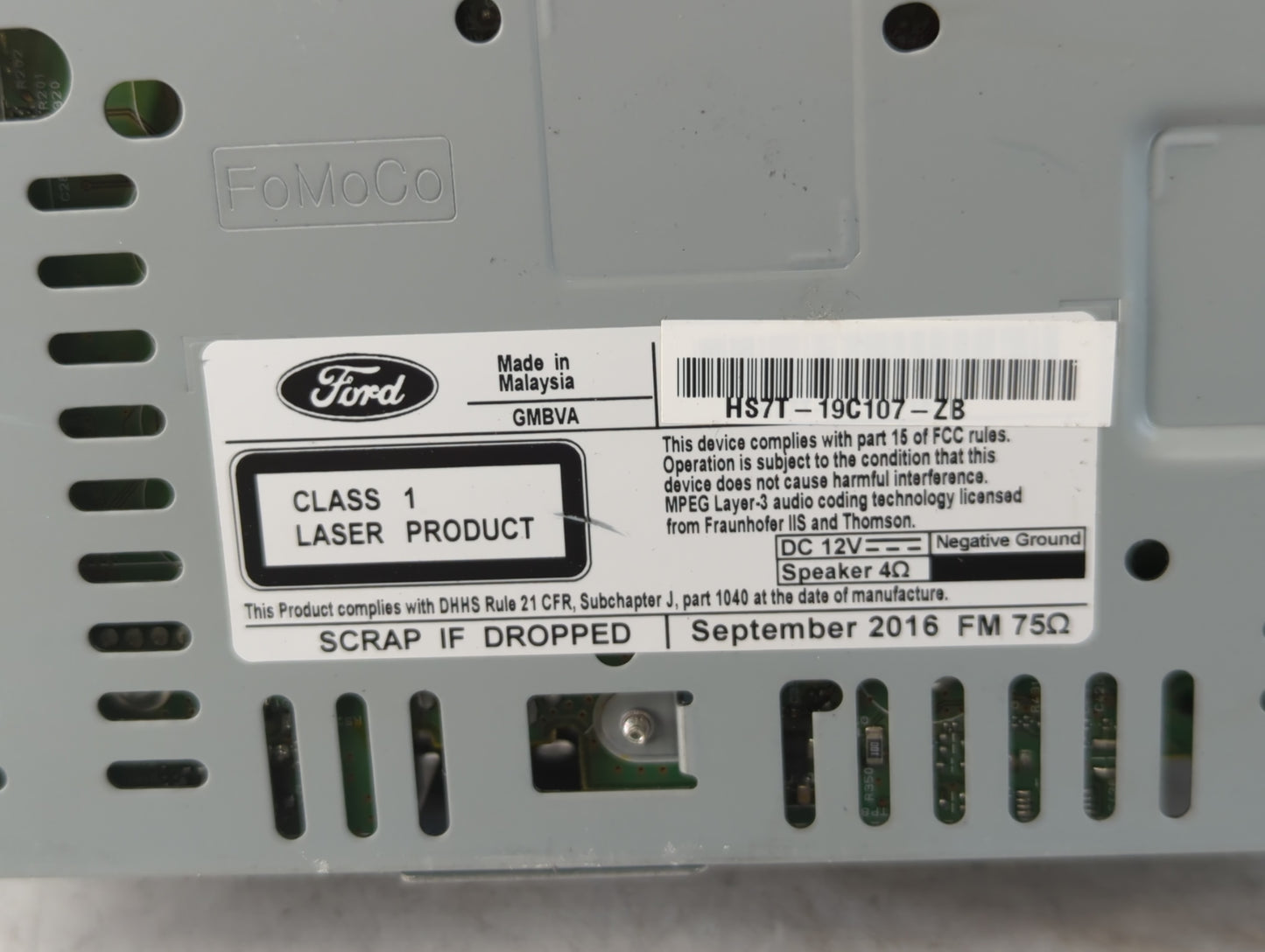 2017 Ford Fusion Radio AM FM Cd Player Receiver Replacement P/N:HS7T-19C017-ZB Fits OEM Used Auto Parts - Oemusedautoparts1.com