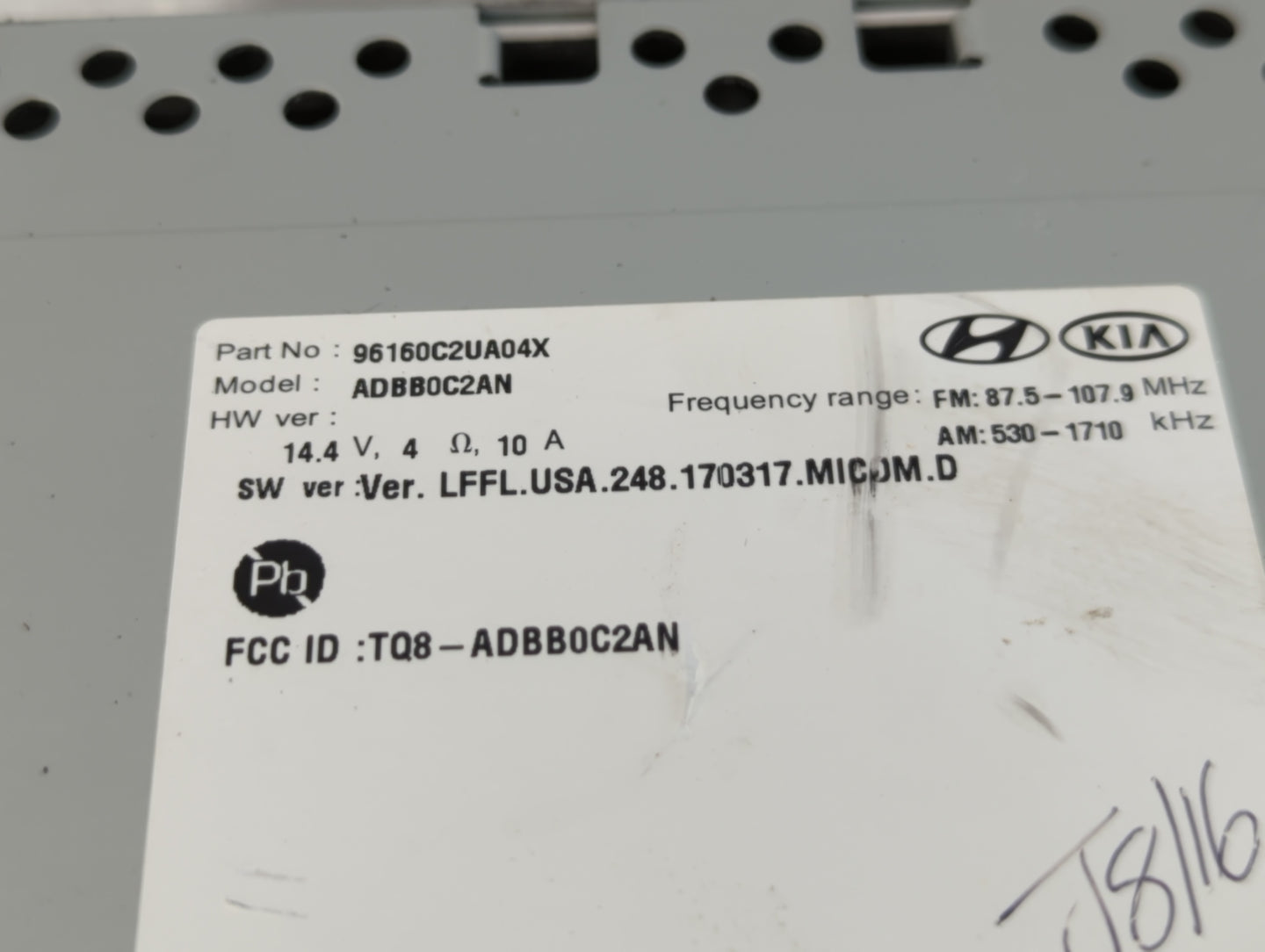 2018-2019 Hyundai Sonata Radio AM FM Cd Player Receiver Replacement P/N:96160C2UA04X Fits Fits 2018 2019 OEM Used Auto Parts - Oemusedautoparts1.com