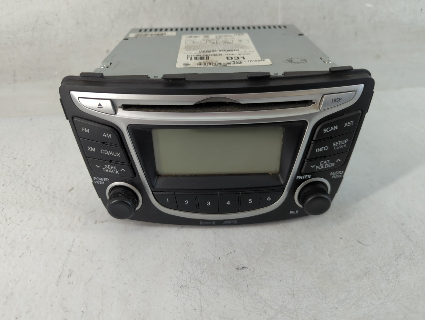 2012-2014 Hyundai Accent Radio AM FM Cd Player Receiver Replacement P/N:96170-1R1004X Fits Fits 2012 2013 2014 OEM Used Auto Parts - Oemusedautoparts1.com