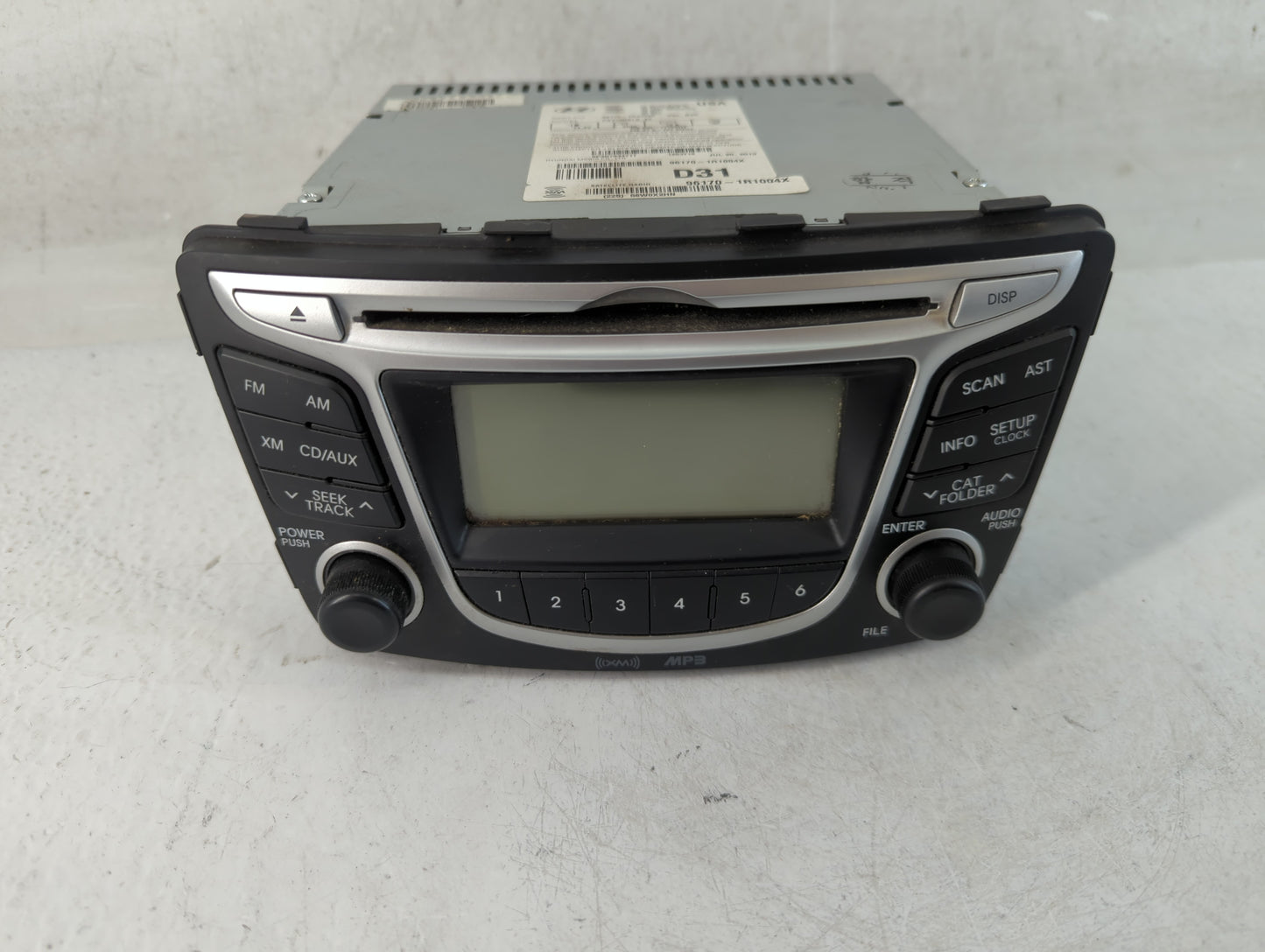 2012-2014 Hyundai Accent Radio AM FM Cd Player Receiver Replacement P/N:96170-1R1004X Fits Fits 2012 2013 2014 OEM Used Auto Parts - Oemusedautoparts1.com