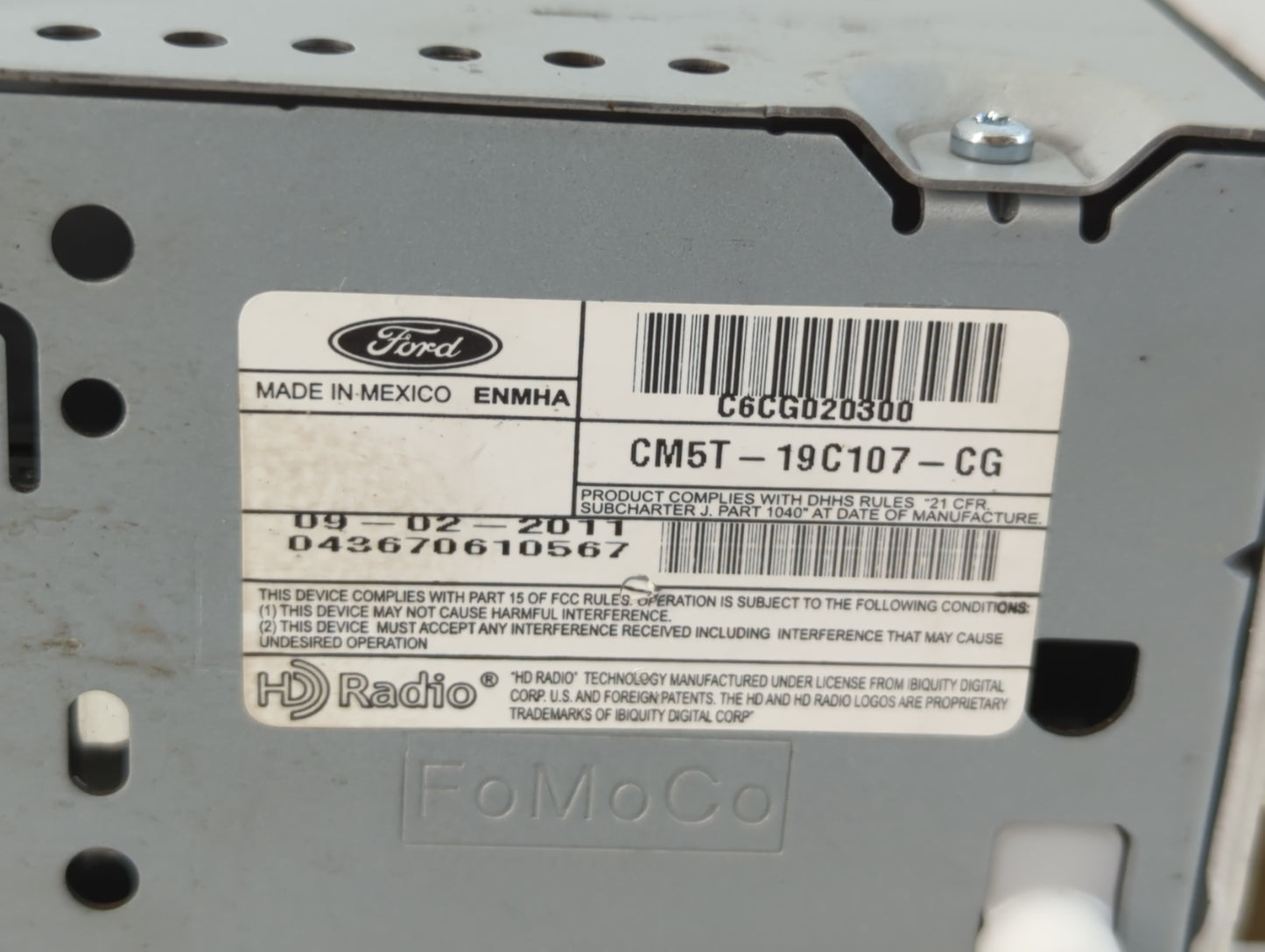 2012 Ford Focus Radio AM FM Cd Player Receiver Replacement P/N:CM5T-19C107-CG Fits OEM Used Auto Parts - Oemusedautoparts1.com