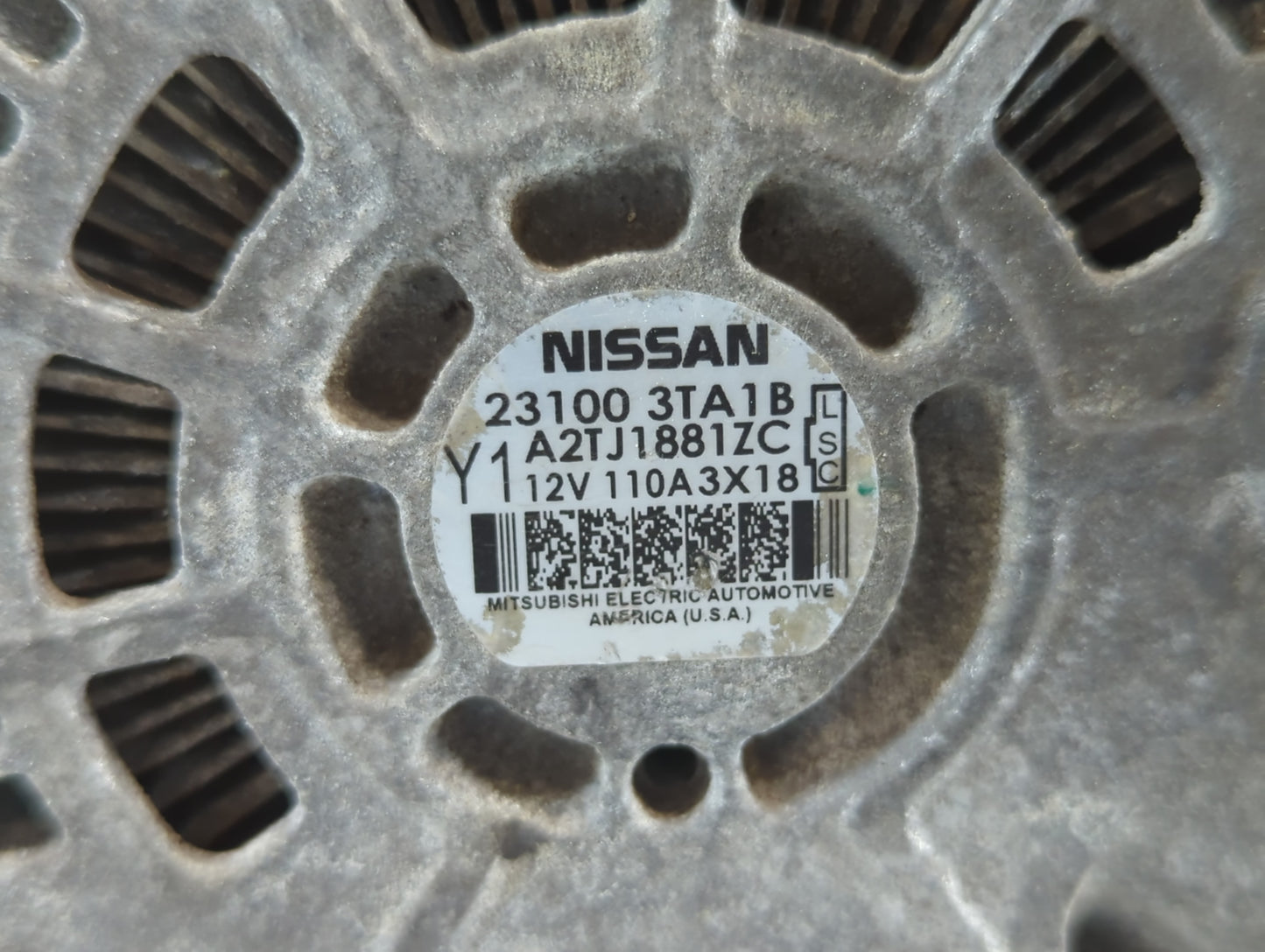2013-2017 Nissan Altima Alternator Replacement Generator Charging Assembly Engine OEM P/N:23100 3TA1B Fits OEM Used Auto Parts - Oemusedautoparts1.com