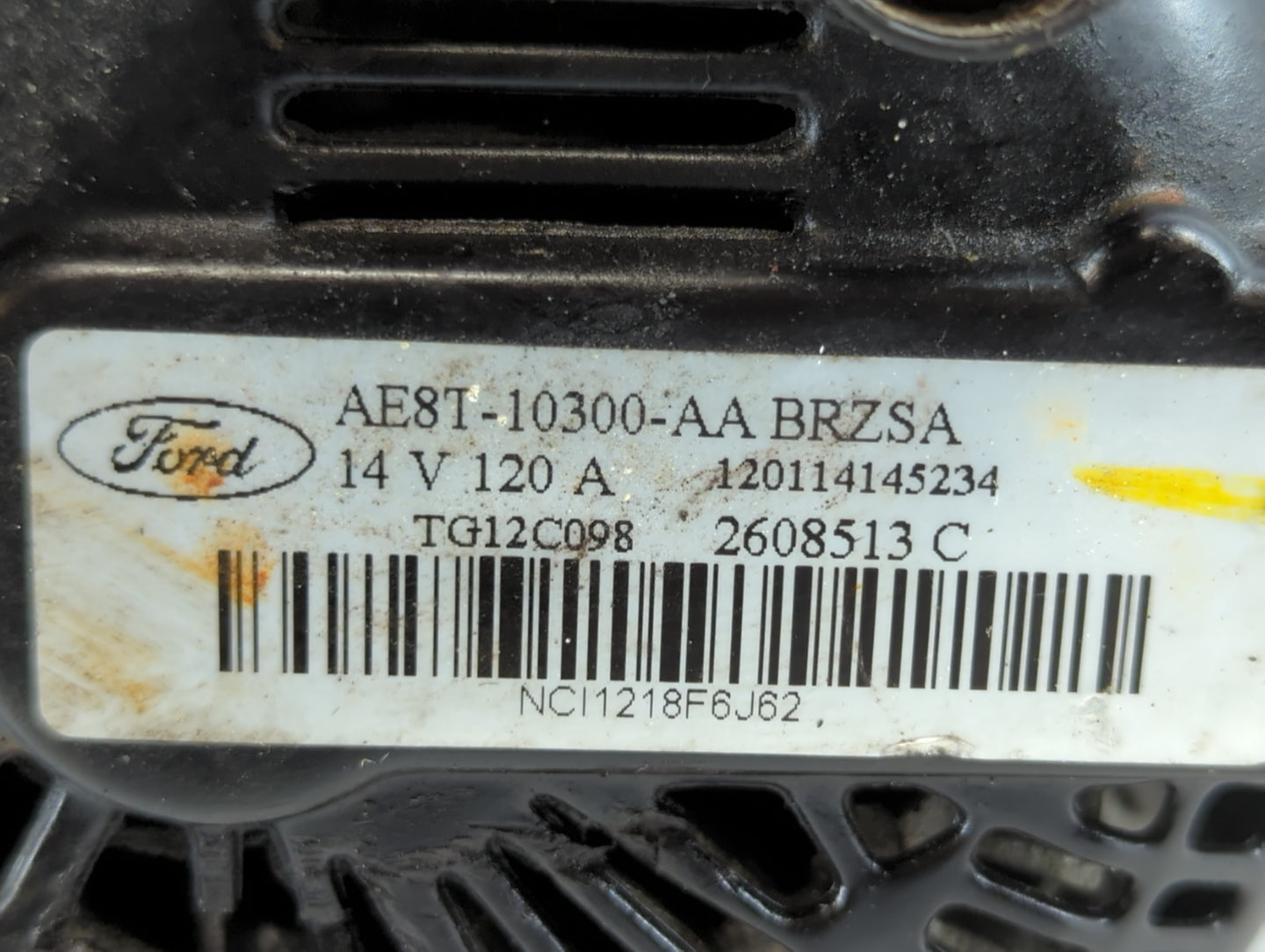 2011-2019 Ford Fiesta Alternator Replacement Generator Charging Assembly Engine OEM P/N:2608513 C AE8T-10300-AA Fits OEM Used Auto Parts - Oemusedautoparts1.com