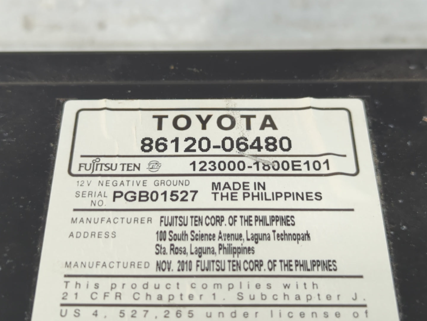 2010-2011 Toyota Camry Radio AM FM Cd Player Receiver Replacement P/N:86120-06480 Fits Fits 2010 2011 OEM Used Auto Parts - Oemusedautoparts1.com