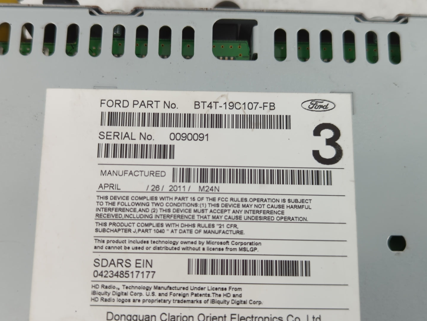 2011 Lincoln Mkx Radio AM FM Cd Player Receiver Replacement P/N:BT4T-19C107-FB Fits OEM Used Auto Parts - Oemusedautoparts1.com