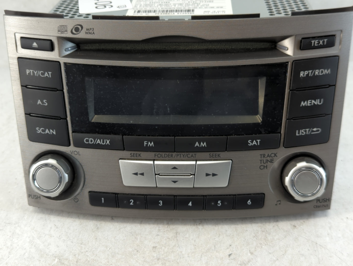 2012-2014 Subaru Legacy Radio AM FM Cd Player Receiver Replacement P/N:86201AJ61A Fits Fits 2012 2013 2014 OEM Used Auto Parts - Oemusedautoparts1.com