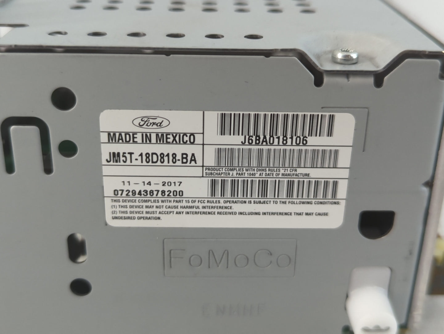 2018 Ford Focus Radio AM FM Cd Player Receiver Replacement P/N:JM5T-18D818-BA Fits OEM Used Auto Parts - Oemusedautoparts1.com