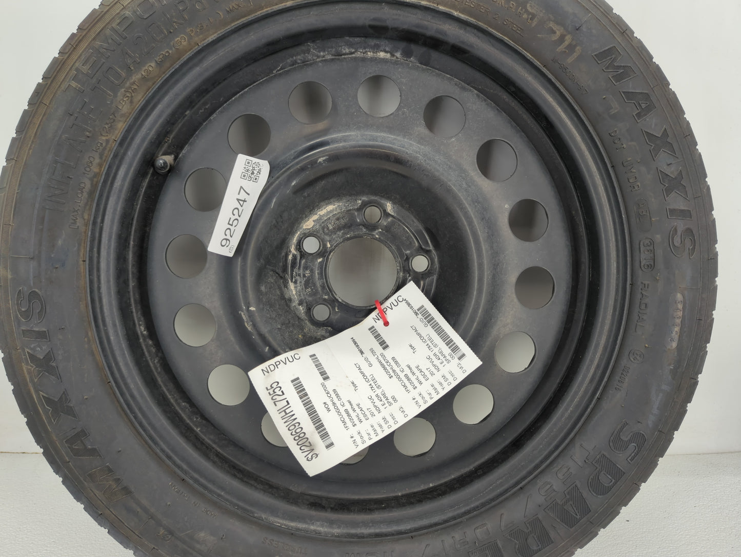 2013-2019 Ford Escape Spare Donut Tire Wheel Rim Oem