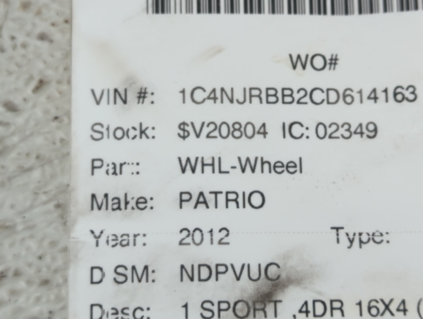 2007-2017 Jeep Patriot Spare Donut Tire Wheel Rim Oem