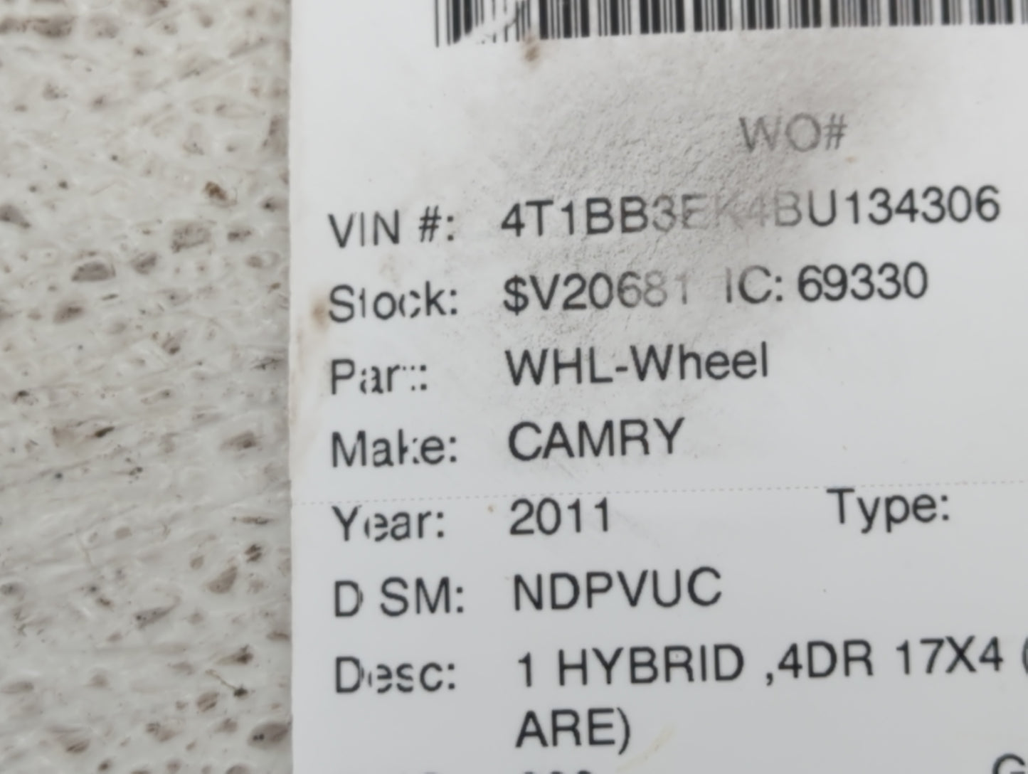 2007-2017 Toyota Camry Spare Donut Tire Wheel Rim Oem