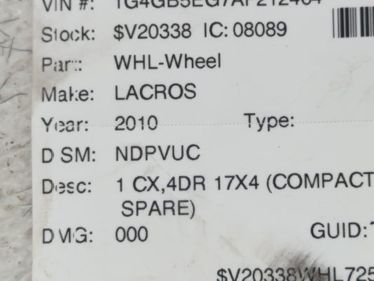 2010-2016 Buick Lacrosse Spare Donut Tire Wheel Rim Oem