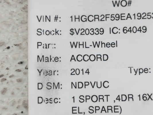 2013-2022 Honda Accord Spare Donut Tire Wheel Rim Oem
