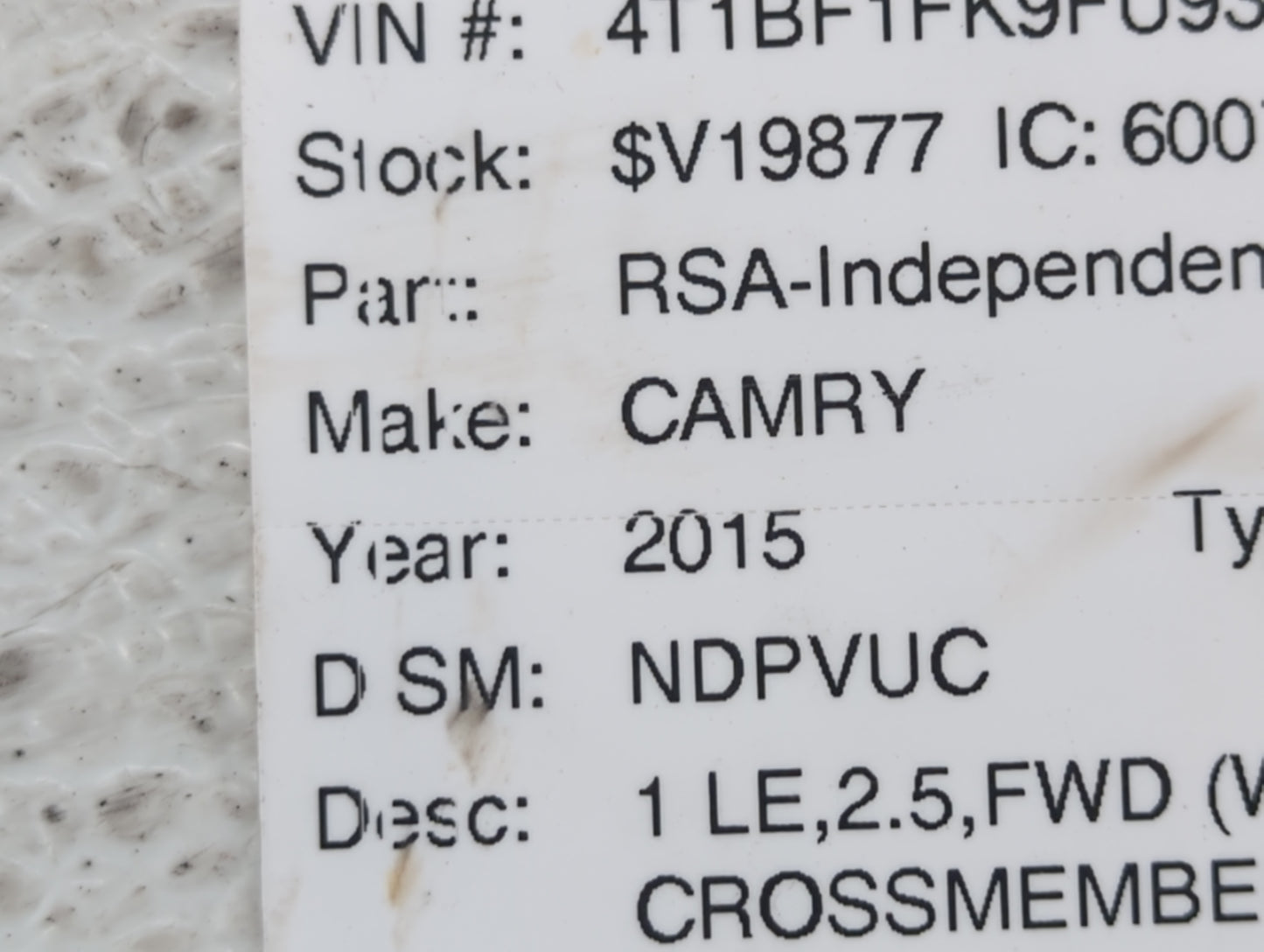 2007-2017 Toyota Camry Spare Donut Tire Wheel Rim Oem