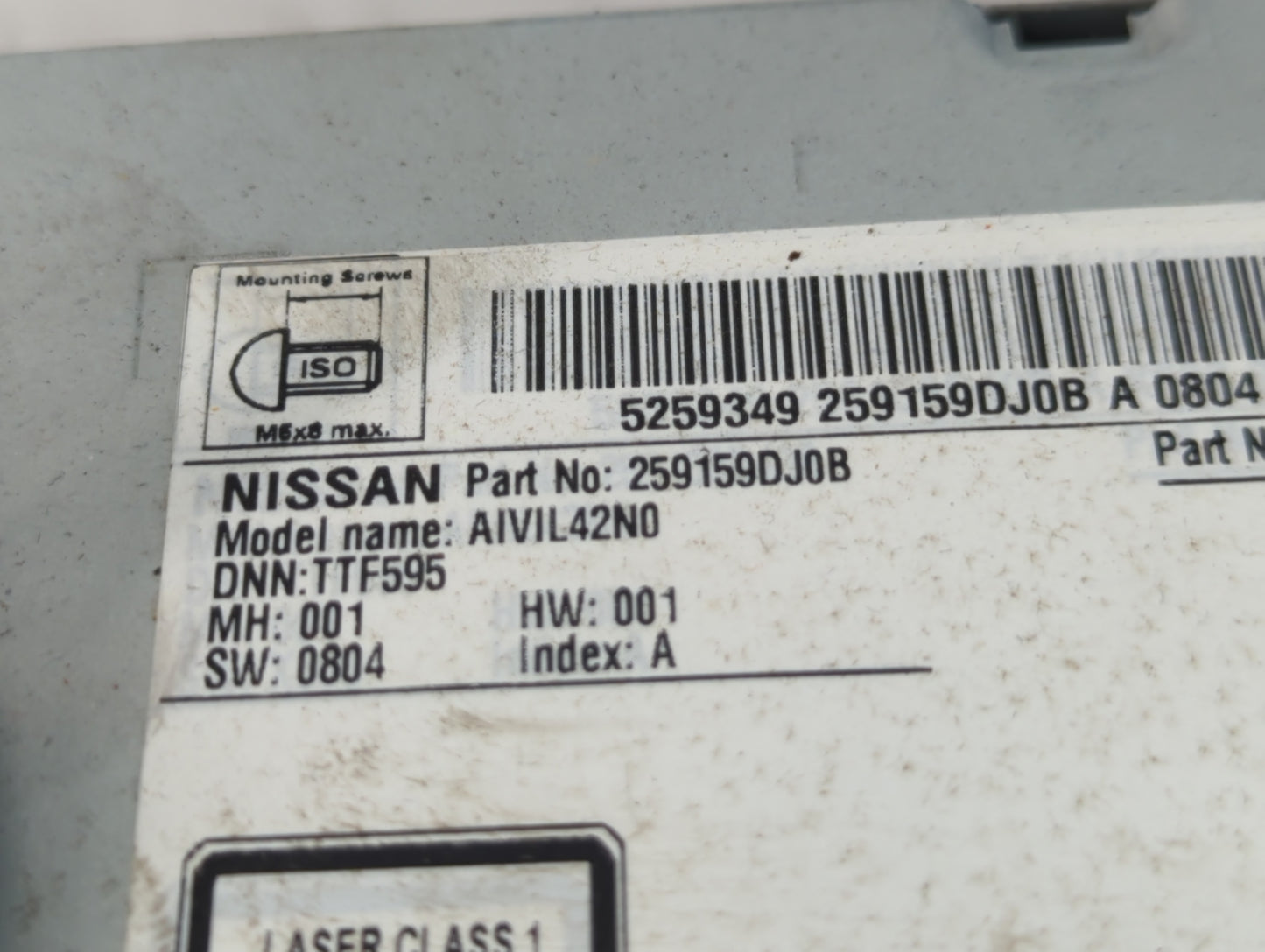 2019 Nissan Maxima Radio AM FM Cd Player Receiver Replacement P/N:259159DJ0B Fits OEM Used Auto Parts - Oemusedautoparts1.com