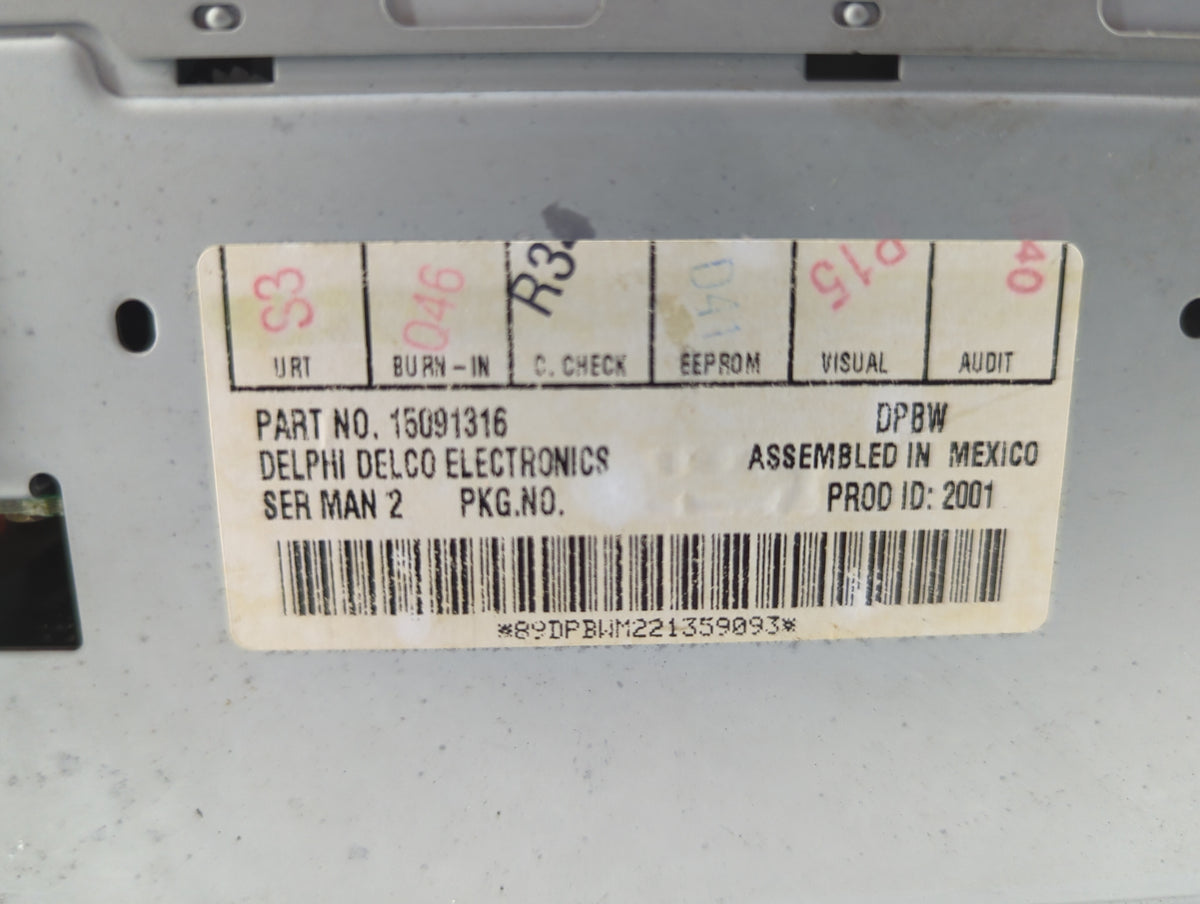 2002 Chevrolet Blazer S10/jimmy S15 Radio AM FM Cd Player Receiver Replacement P/N:15091316 Fits Fits 2003 OEM Used Auto Par