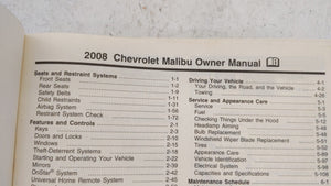 2008 Chevrolet Malibu Owners Manual Book Guide OEM Used Auto Parts - Oemusedautoparts1.com