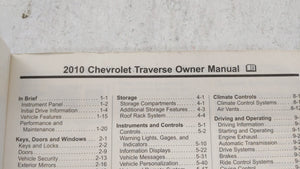 2010 Chevrolet Traverse Owners Manual Book Guide OEM Used Auto Parts - Oemusedautoparts1.com