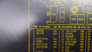 2010-2012 Hyundai Santa Fe Fusebox Fuse Box Panel Relay Module P/N:91115-2B050 Fits 2010 2011 2012 OEM Used Auto Parts - Oemusedautoparts1.com