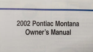 2002 Pontiac Montana Owners Manual Book Guide OEM Used Auto Parts - Oemusedautoparts1.com