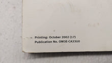 2003 Infiniti I35 Owners Manual Book Guide OEM Used Auto Parts - Oemusedautoparts1.com