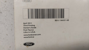 2011 Ford Taurus Owners Manual Book Guide P/N:BG1J-19A321-AB OEM Used Auto Parts - Oemusedautoparts1.com